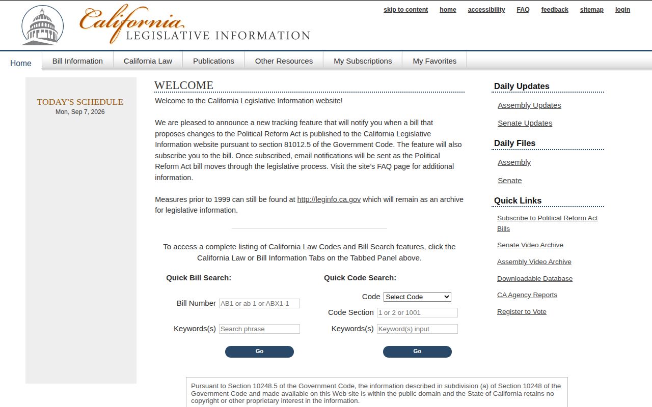 California Legislative Information page for arrest and booking-photo law