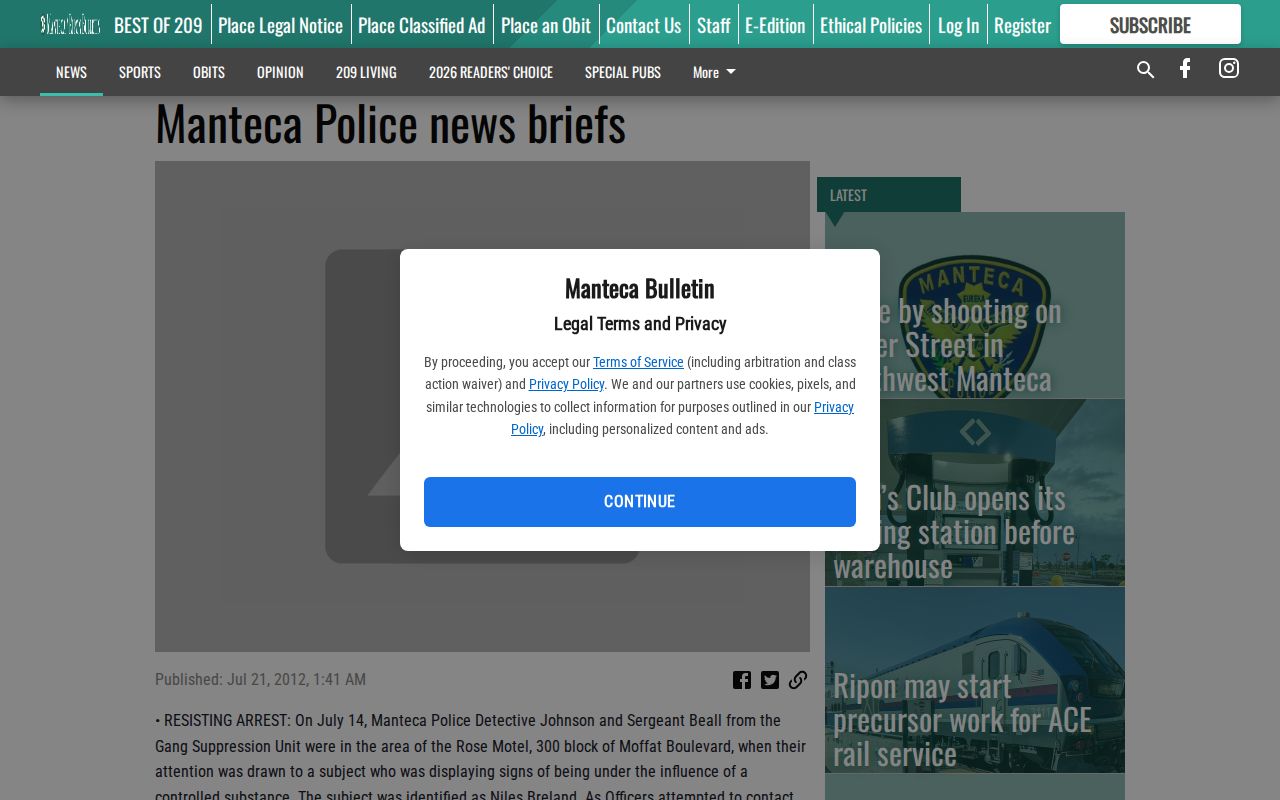 Manteca Bulletin local San Joaquin County arrest news briefs